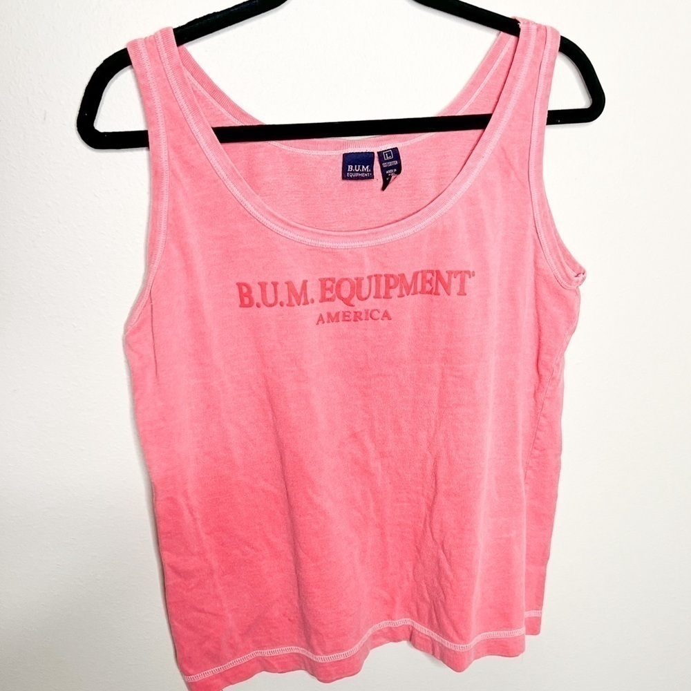 VTG Y2K 90’s B.U.M. Equipment Pink Tank Top Size Large 100% Cotton Women’s